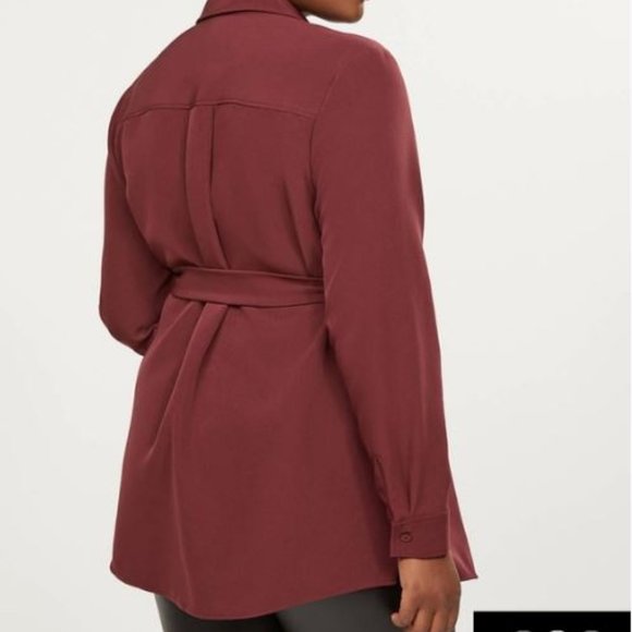 Lane Bryant Long Sleeve Tie Waist Tunic | Size 20 | Burgundy - Picture 1 of 7